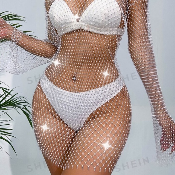 Beautiful Rhinestone Netted Dress - Picture 3 of 5